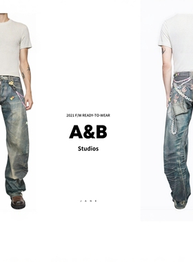 A&B Studios SS25 2006 Ac家平替糖果链条3D印花宽松弯刀牛仔裤