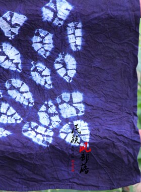 云南大理扎染布蓝色手工扎染桌布餐桌布挂布蝴蝶图茶几桌布
