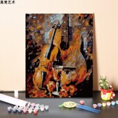 数字油画填充油彩画欧式 饰画手工丙烯涂色画 大提琴艺术展厅装