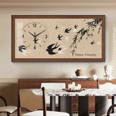 带钟表挂墙新款 美拉德中古风艺术时钟挂画