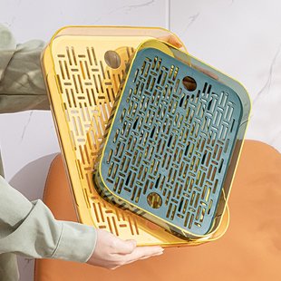麦德龙轻奢透明沥水盘家用双层杯子托盘厨房塑料沥水碗架客厅长方