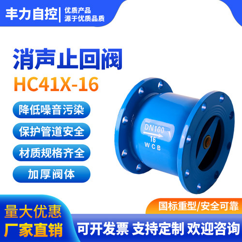 消声止回阀HC41X-16单向消音法兰立卧式快关调节阀DN40 50 65 80