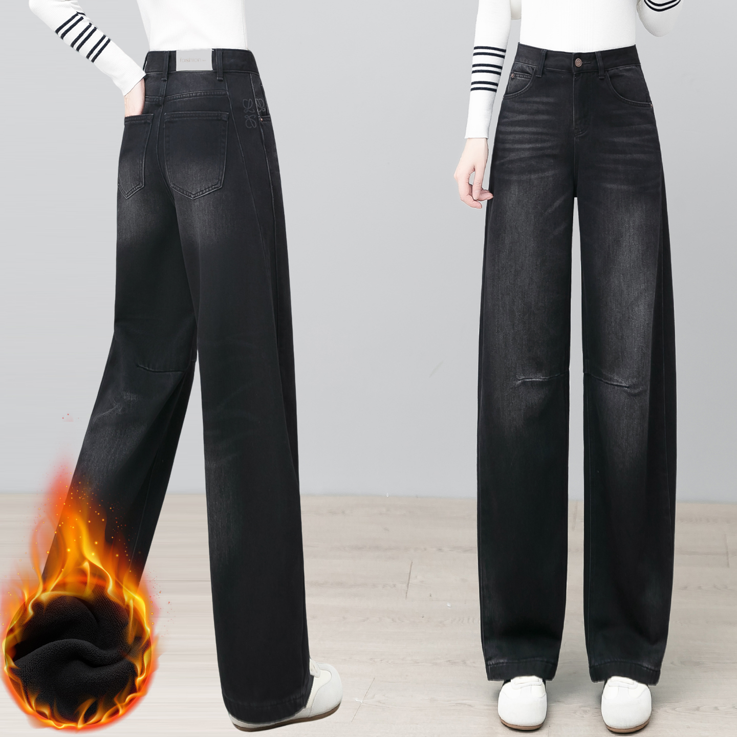 高腰显瘦弯刀裤女时尚百搭牛仔裤