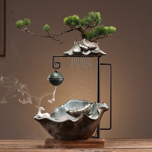 流水喷泉客厅桌面办公室陶瓷家居装饰业礼品禅