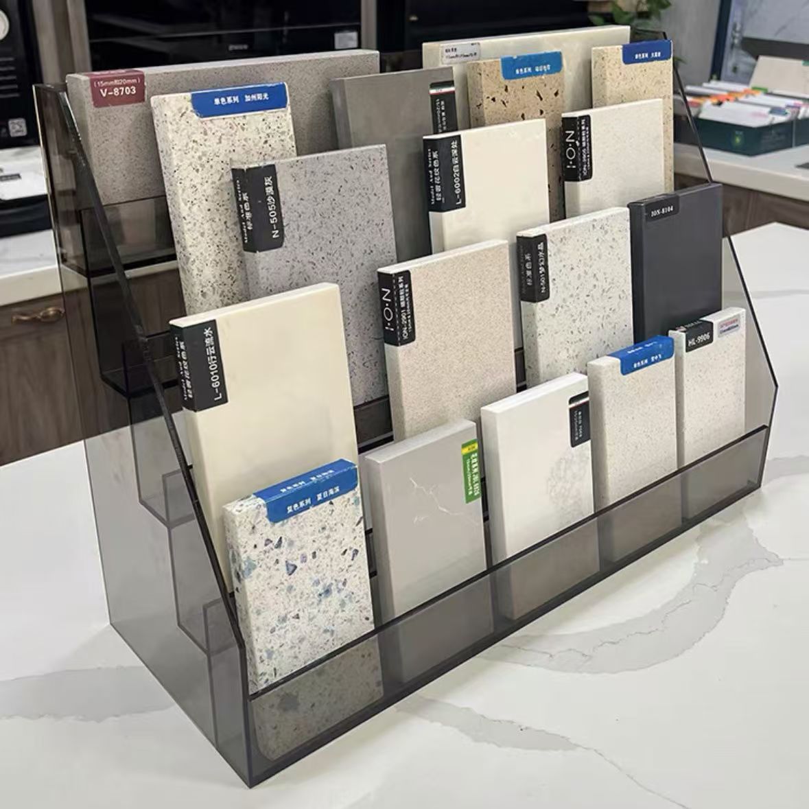 色卡木地板玻璃样品展示架瓷砖石材石英石橱柜门大理石展架瓷砖新