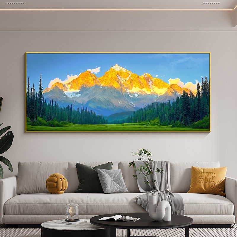 日照现代金山饰画靠山背风景画挂画卧室背景床客厅沙发