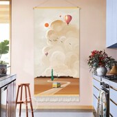 卡通手绘油画挂画布艺装 饰画背景墙布客厅卧室房间背景布挂毯