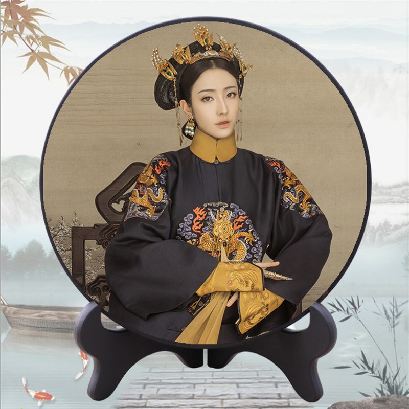 婚纱照片摆台圆形复古风 中屏风摆台相框