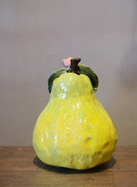 柚子客厅家居书房装饰品供奉仿真水果手工艺礼品石湾公仔