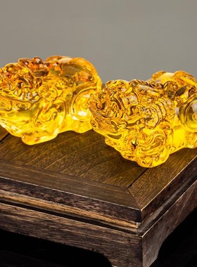 琉璃黄水晶貔貅摆件家居客厅装饰工艺品乔迁开店铺业礼品开业礼品