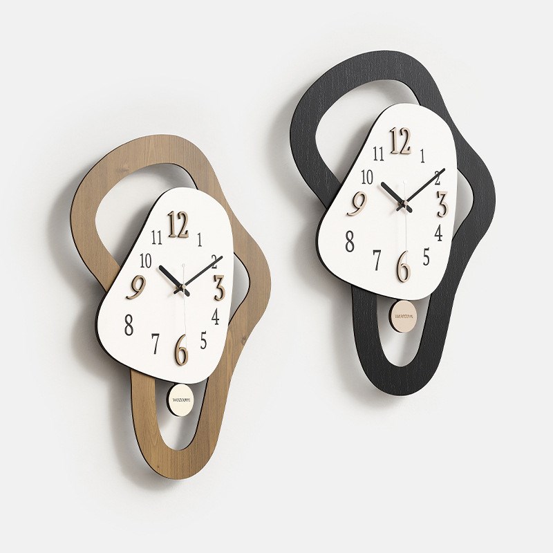 wo屋准免打孔2024新款钟表挂钟客厅时尚简约创意艺术时钟挂墙