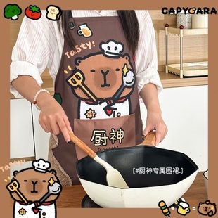卡通特级厨豚围裙厨房家用做饭可擦手防水防脏多功能绑带围裙 新款
