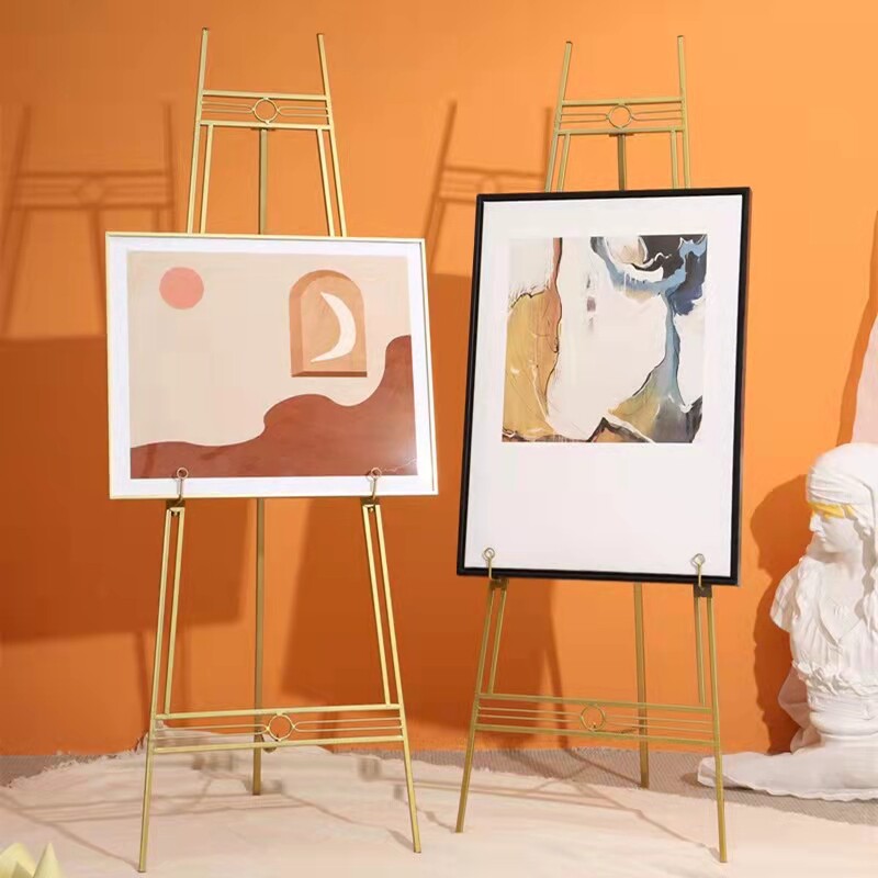 铁艺油画架婚庆迎宾报架婚纱照相框架广告展示落地立展架