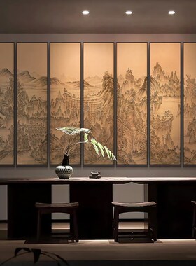 新山水风景饰画酒店大堂过道巨幅挂画别墅客厅墙壁挂画