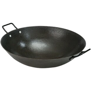 老式生铁脶无涂层粘锅耳炒锅凹面电磁炉燃气灶通用地摊火锅锅