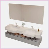 奶油层极窄丽耐一体大肚盆实木橡木浴室柜洗脸洗手池定制盆