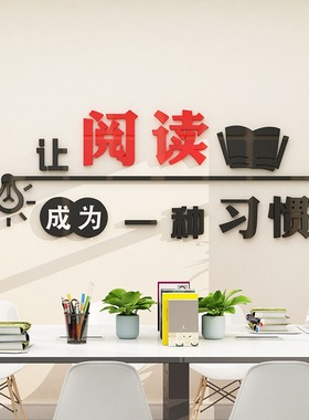 让阅读成为一种习惯班级图书角墙纸图书室教室布置装饰