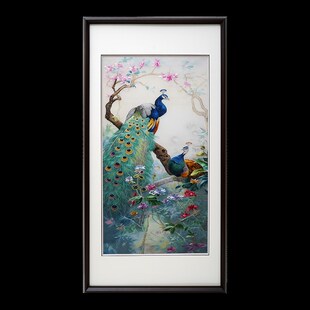 苏绣挂画富贵雀刺绣新别墅软装 饰品画 展厅玄关纯手工精品装