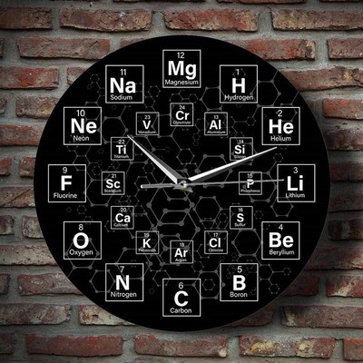 化学符号元素周期表分子链分解合并挂钟科学艺术家居墙壁装饰时钟
