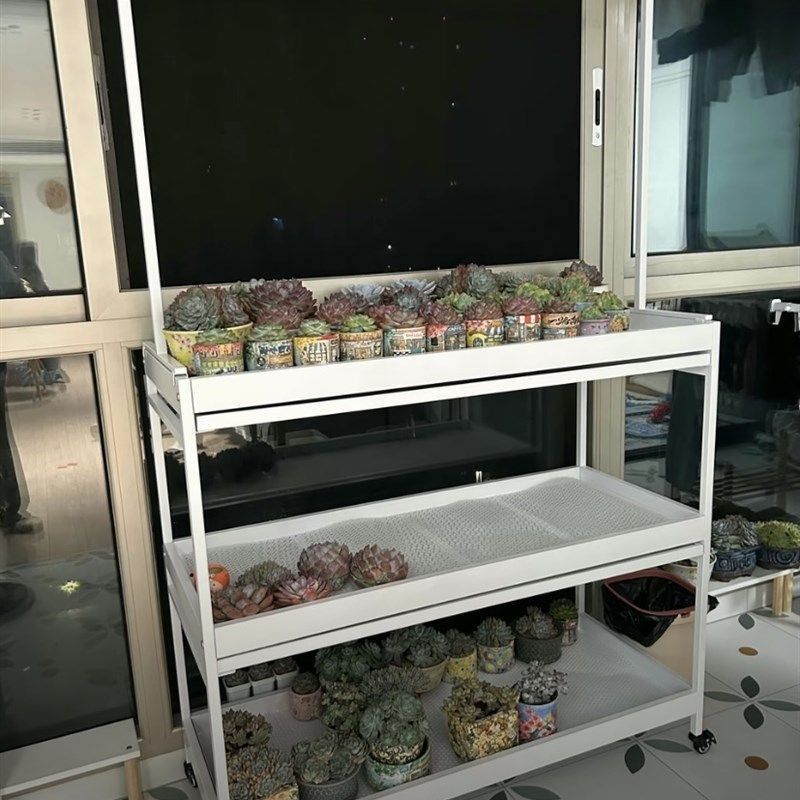 知月多肉架阳台落地多层铁艺浸盆接水盘自选款