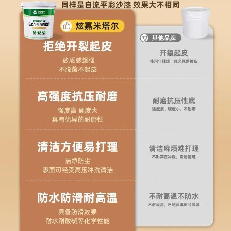 炫嘉米塔尔环氧彩砂自流平地坪漆水泥地面漆耐磨仿大理石