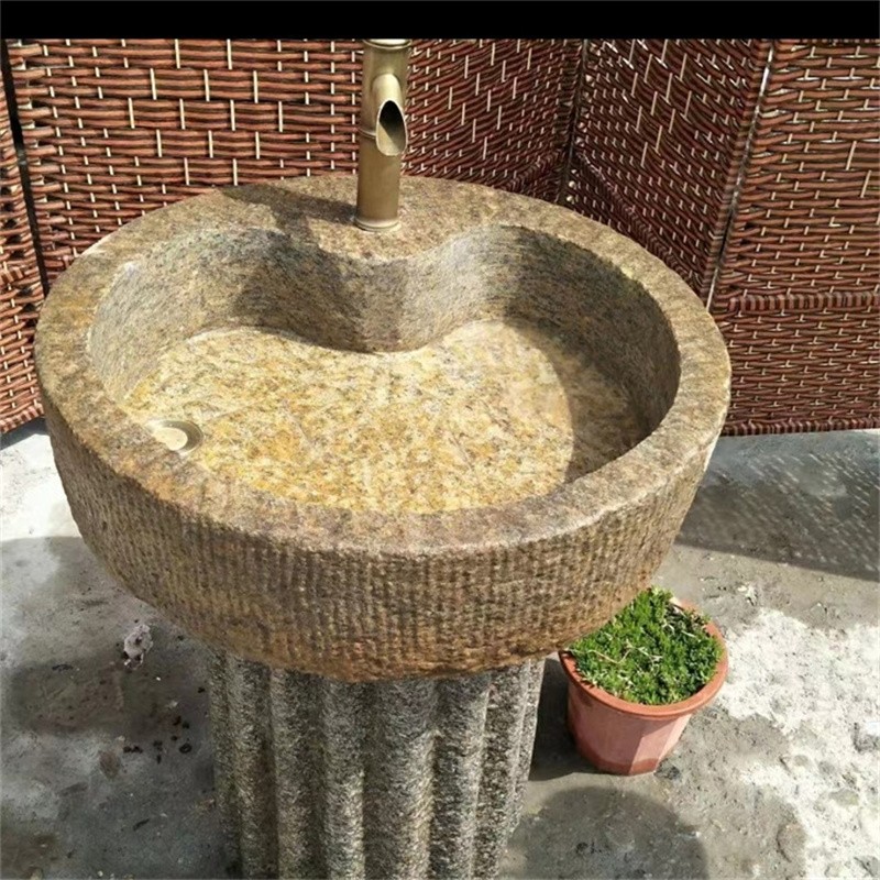 老石槽老石磨盆鱼缸养鱼洗手盆老磨盘庭院设计流水盆