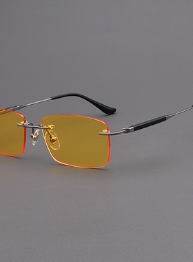 MOSCOT LEMTOSH太阳眼镜女夜视黄方形大脸眼镜灰色无边框纯钛太阳