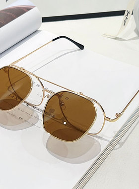 一镜两用双层可翻盖太阳眼镜方框长圆脸可配近视度数太阳眼镜抗UV