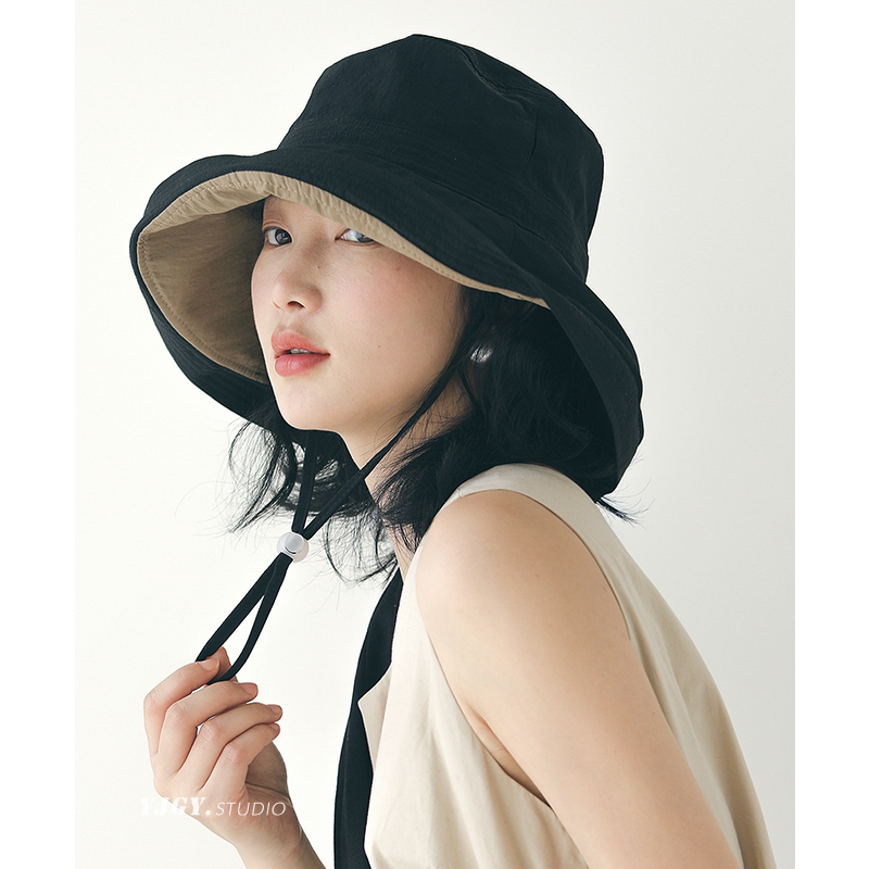 印计谷羽 春夏季新款渔夫帽女韩版日系百搭大檐防晒逛街遮阳帽子