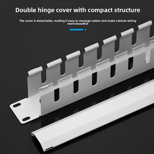 24口网线网络机房机柜理线器48口光纤1u理线架排线器理线槽灰白色