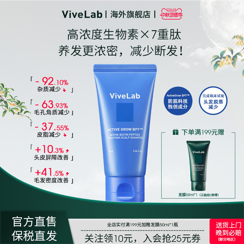 ViveLab生物素肽洗发控油强韧二合一洗发水中小样试用装70ml