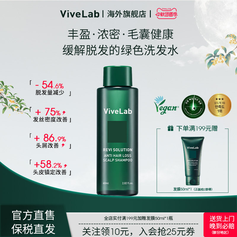Vivelab韩国绿瓶洗发水控油去屑护理无硅油中小样60ml/部分临期