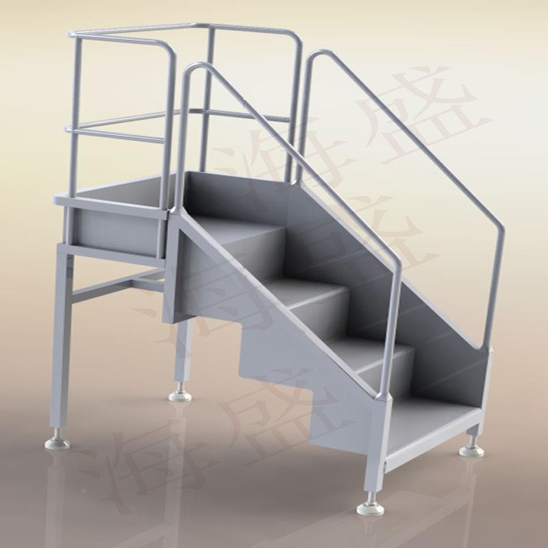 货厂家直供04现不钢工业作食品厂倒料梯工锈梯安JXO全平台梯踏步