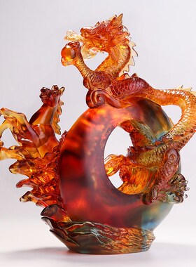 琉璃马办公室书房龙马精神创意龙装饰品商务乔迁业送礼