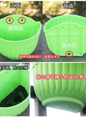 五个装绿萝盆吊篮盆半圆形壁挂盆树脂盆塑料盆大号
