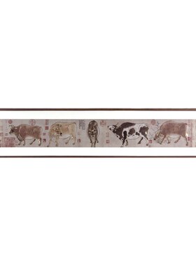 铜雕画五牛图客厅玄关装饰画 沙发背景画新名画书房挂画