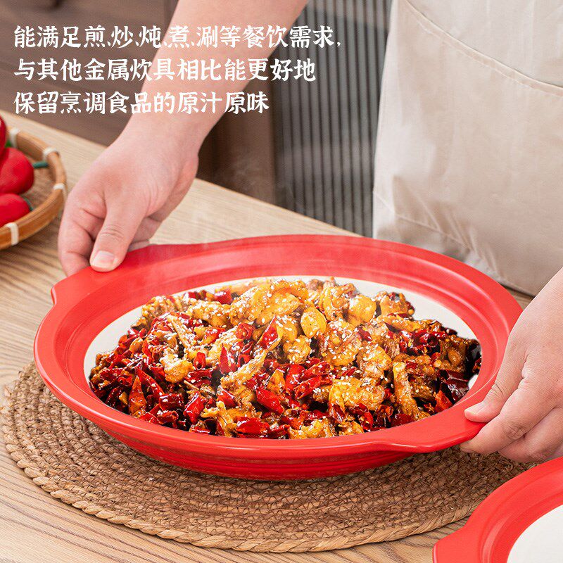 商用耐温砂锅干烧裂陶瓷鱼头煲红白色色特浅干锅粉丝煲炖锅
