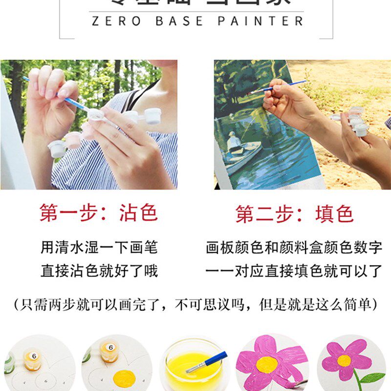 佳彩天颜 数字油彩画手绘填色客厅卉月季装饰画手工数码油画