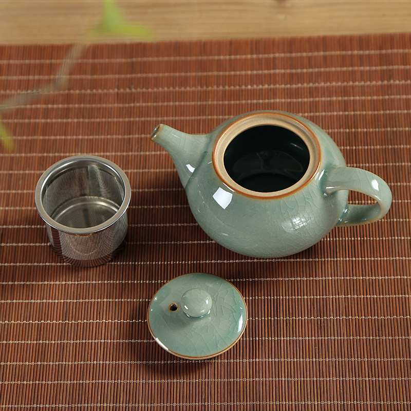 龙泉青瓷哥窑茶壶大号功夫泡茶壶吸壶单壶单养