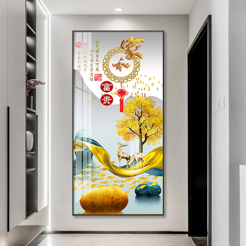 新款现代大气入户玄关装饰画新走廊过道壁画竖挂画