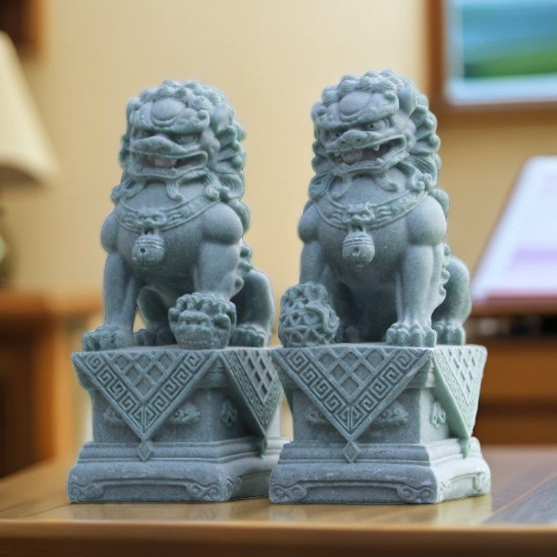 石狮子一对石雕青砂石狮子小号看门石雕装饰品门前造景