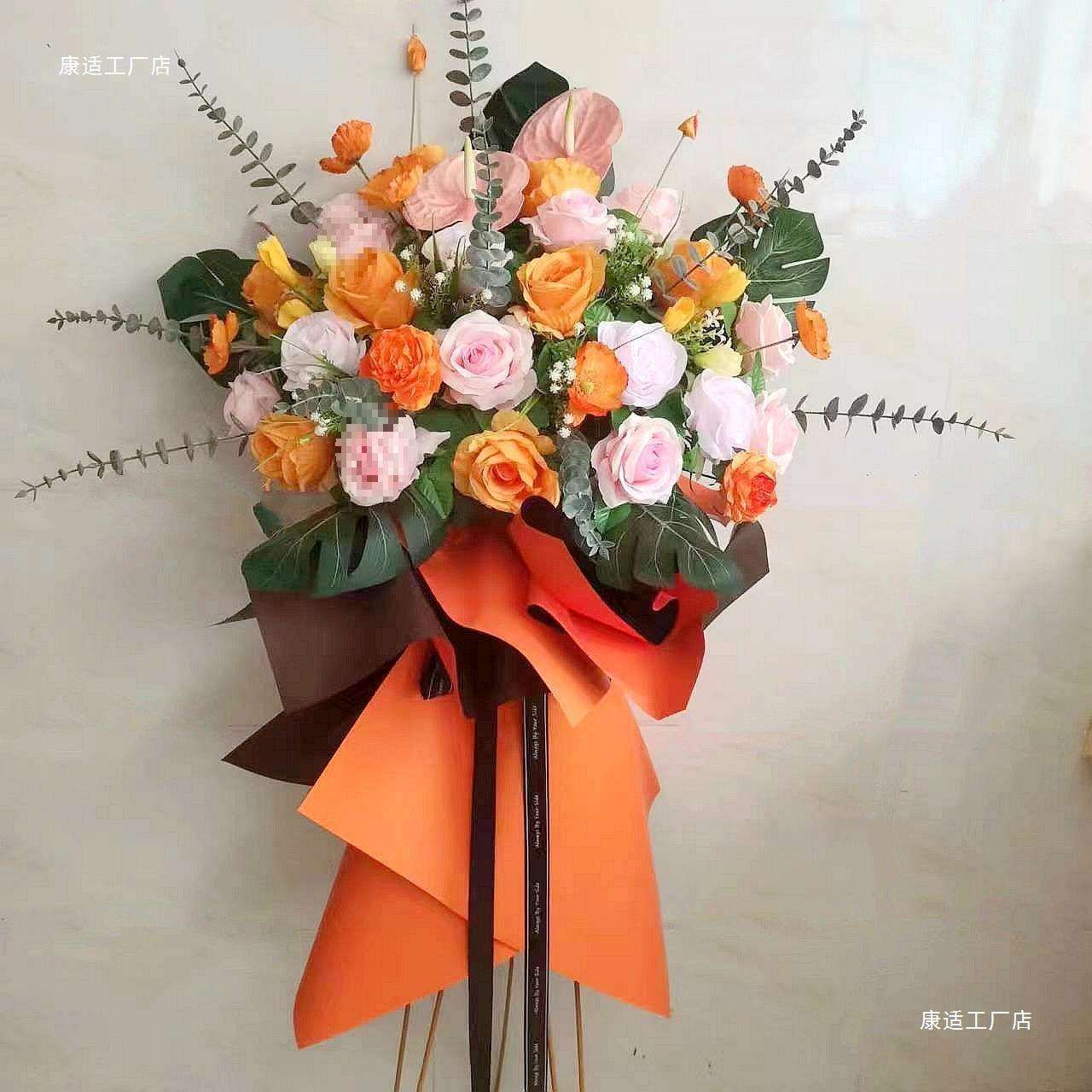 开业花篮花商场店铺橱窗路引迎宾花车展交车仪式用三脚架假花绢花