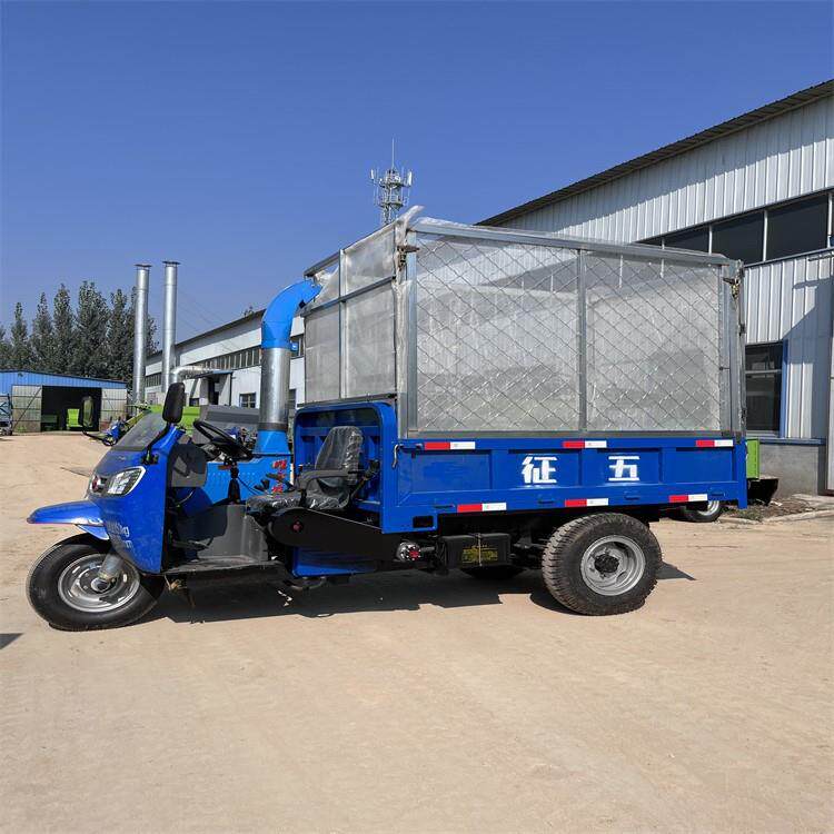 养牛场三轮车载铡草机玉米秸秆切草铡段机自动进料高喷揉丝机