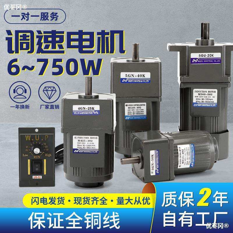 伟普调速电机6-400w可调无极变速 微型小型齿轮减速电机交流220v