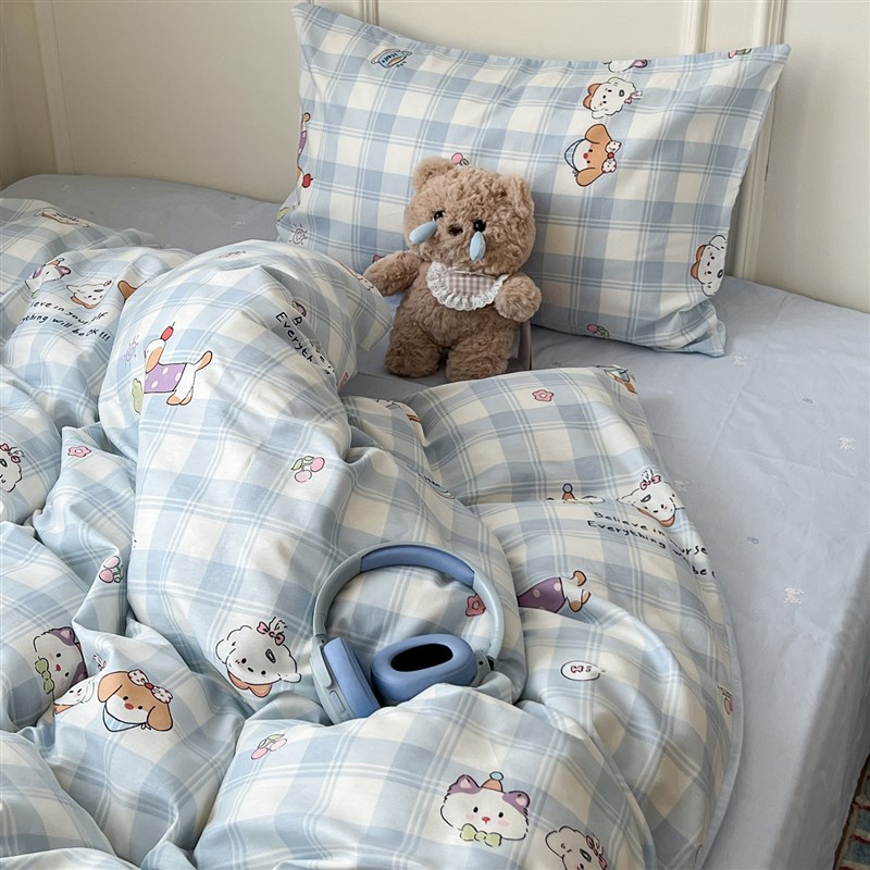 卡通全棉小清新四件套裸睡亲肤斜纹被套.5米.8米斜纹床上用品