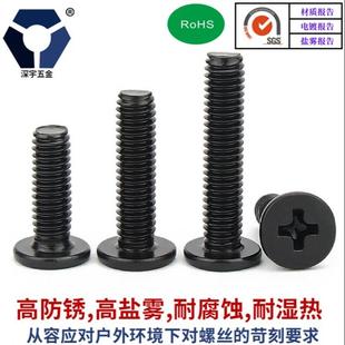 CM2.5x3 2.5x14扁圆头螺丝钉黑色304不锈钢高盐雾防锈用耐腐蚀