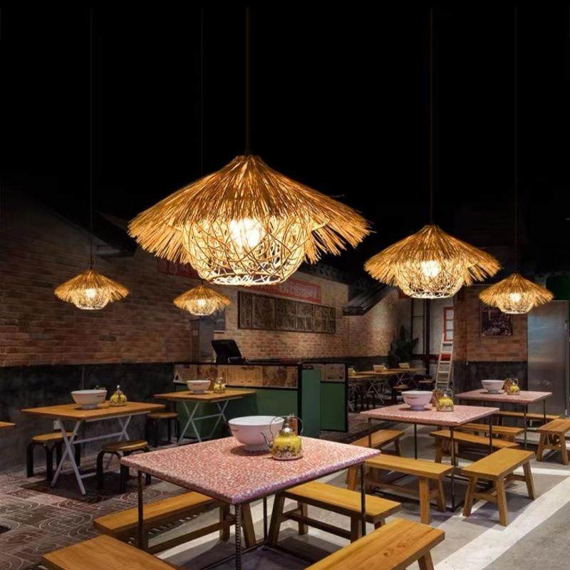 创意藤编竹艺茶餐厅饭店火锅民宿复古田园风工程东南亚风创意吊灯,家装灯饰光源,智能吊灯,淘宝优惠券,粉丝福利购,淘宝优惠卷