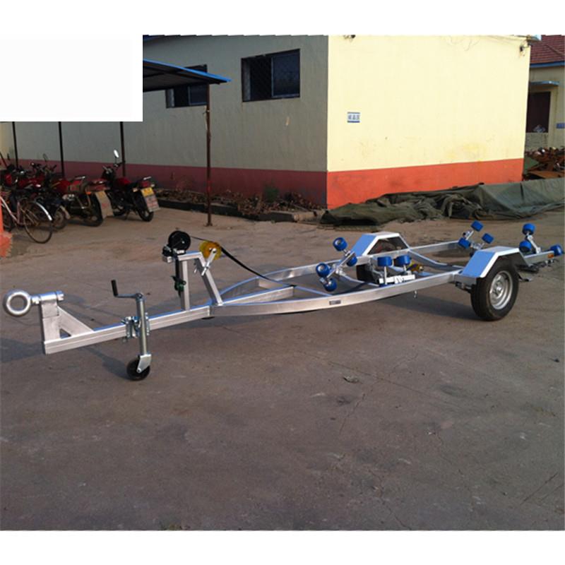 0.5吨船拖车玻璃钢船挂车游艇拖车滚轮式玻璃钢游艇