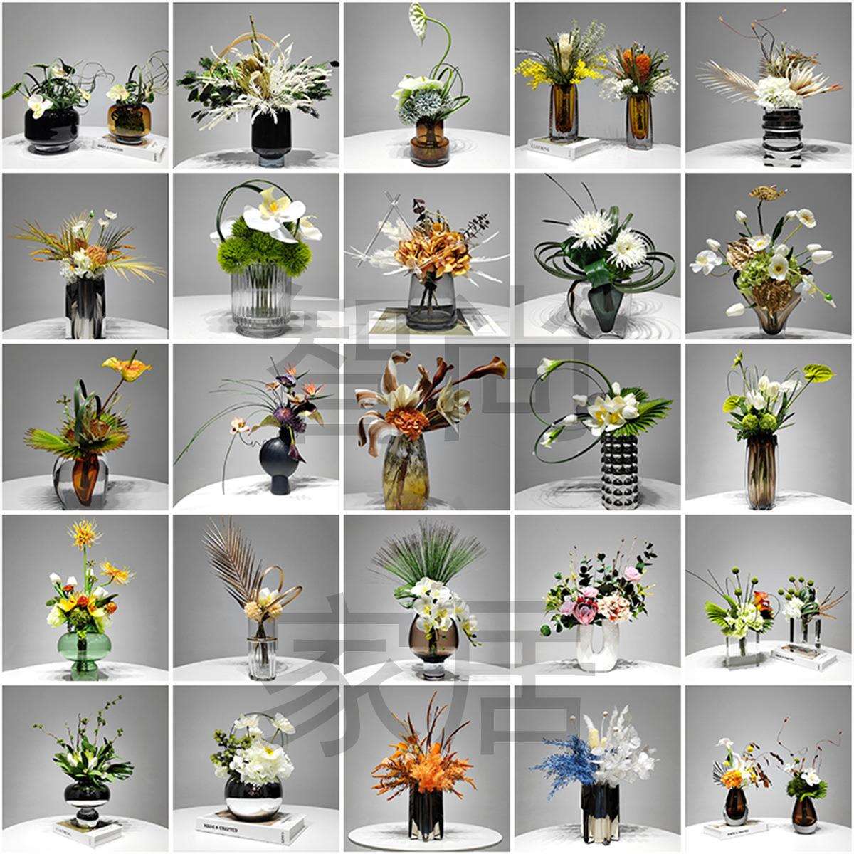 现代样板房花艺摆件售楼处酒店公司前台花桌面摆设餐桌软装饰图片