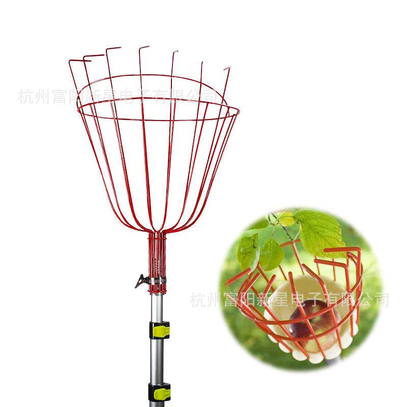 工厂伸缩杆水果采摘器摘果神器13ft可伸缩杆加长杆摘果篮跨境